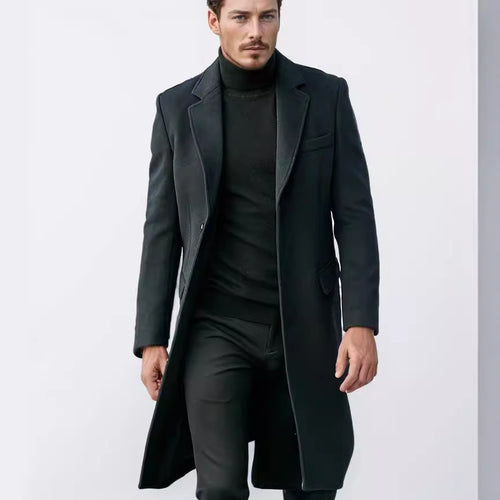 Elegant and modern long coat for men with textured upper fabric Amarae