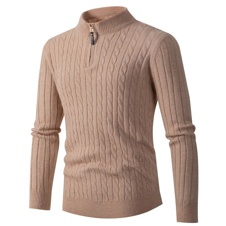 Men's knitted sweater with modern zipper and cable knit pattern Lune London