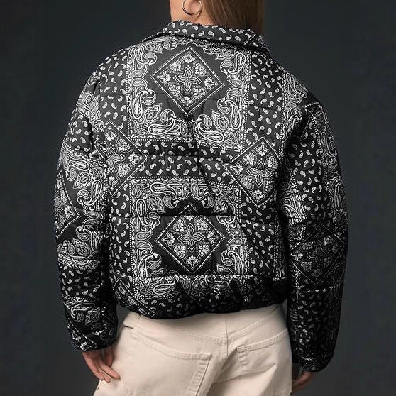 Paisley patterned quilted jacket for women Lune London