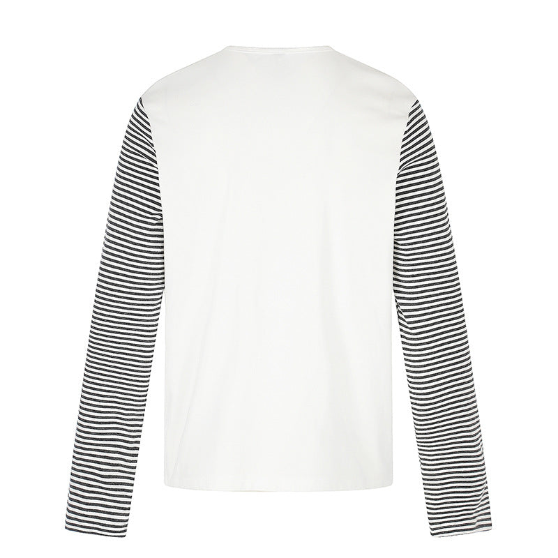 Men's Long Sleeve Shirt with Contrast Stripe Sleeves and Large Lip Statement Print Amarae