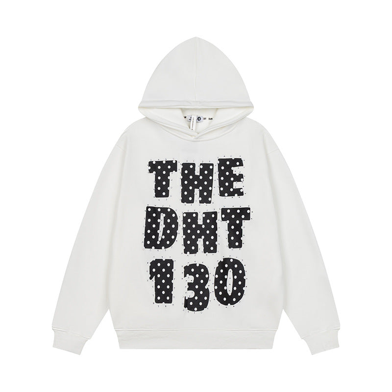 Unisex Oversize Hoodie with Statement Print and Polka Dot Application Amarae