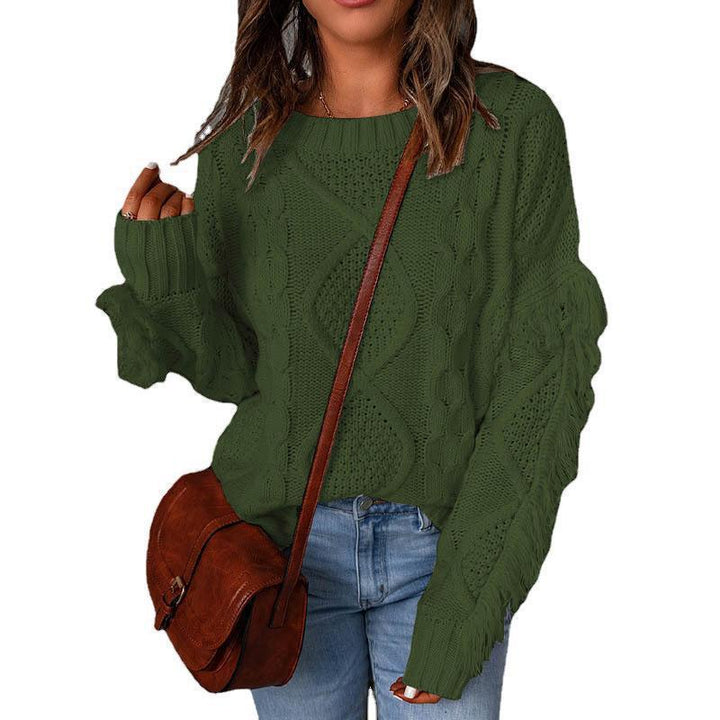 Knit sweater for women with voluminous sleeves and refined color details Lune London