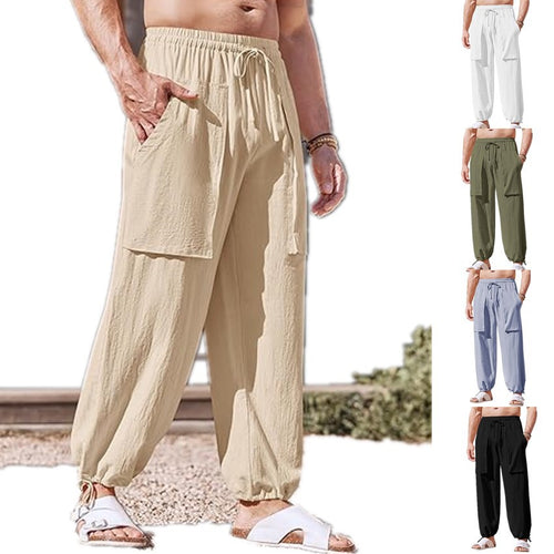 Amarae Men's Loose Summer Pants with Elastic Waist and Pockets