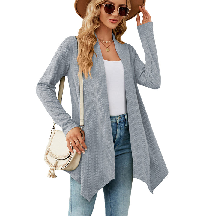 Ladies knitted vest with structured waffle pattern and open front Lune London