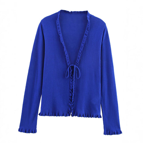 Ladies cardigan with fashionable ruffle details Chic und Stil