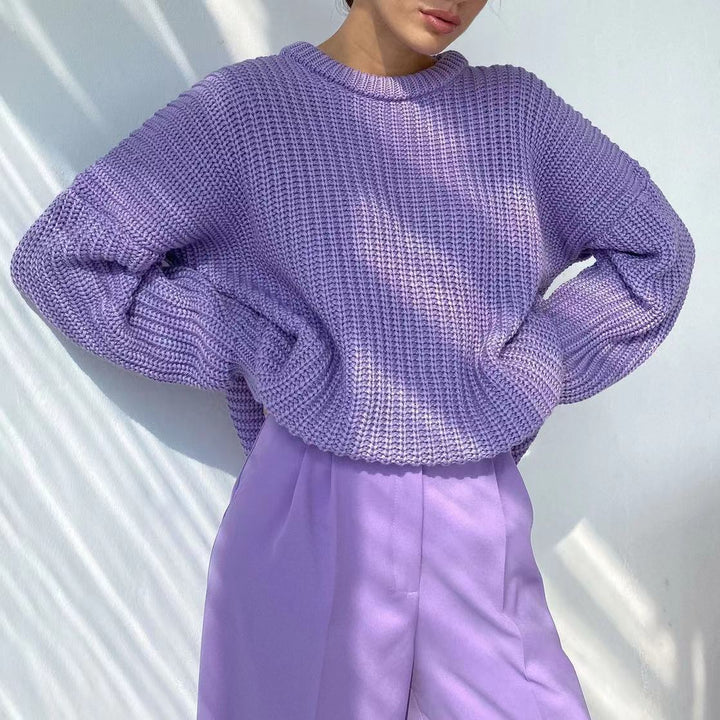 Oversized knitted sweater for women with textured pattern Lune London