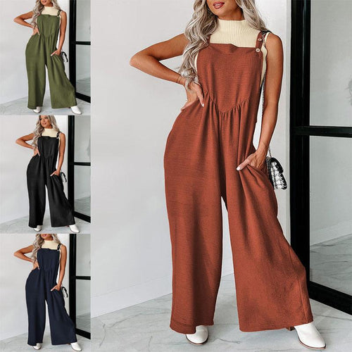 Casual women's jumpsuit with wide leg and decorative button details Amarae