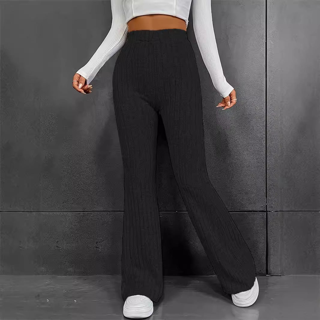 Wide ribbed knit trousers for women with elegant flair Lune London