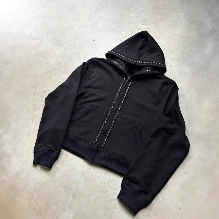 Lady hoodie with decorative studs and straight cut Amarae
