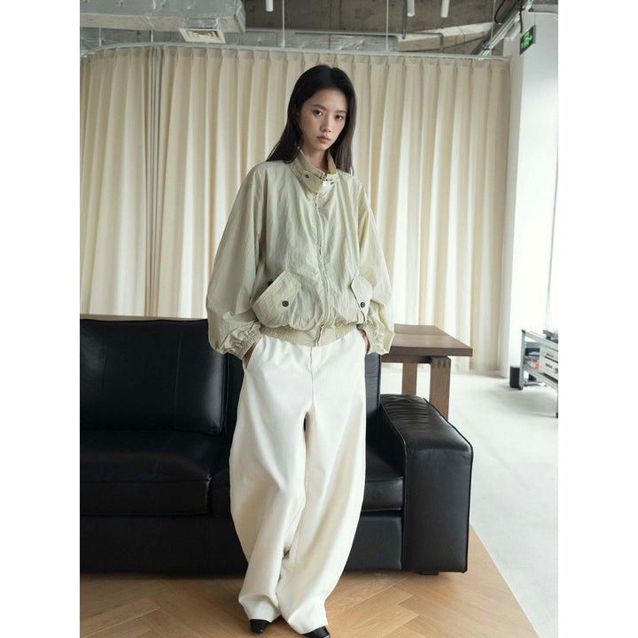 Women Light Oversize Packable Shell Jacket with Stand-Up Collar and Ribbed Cuffs Amarae