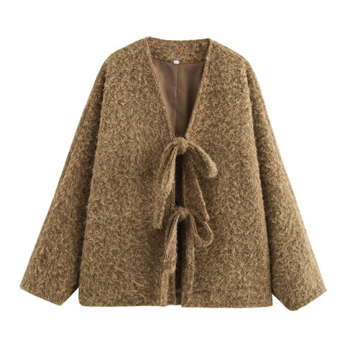 Ladies Oversized Cozy Jacket with Cord and Soft Material Amarae