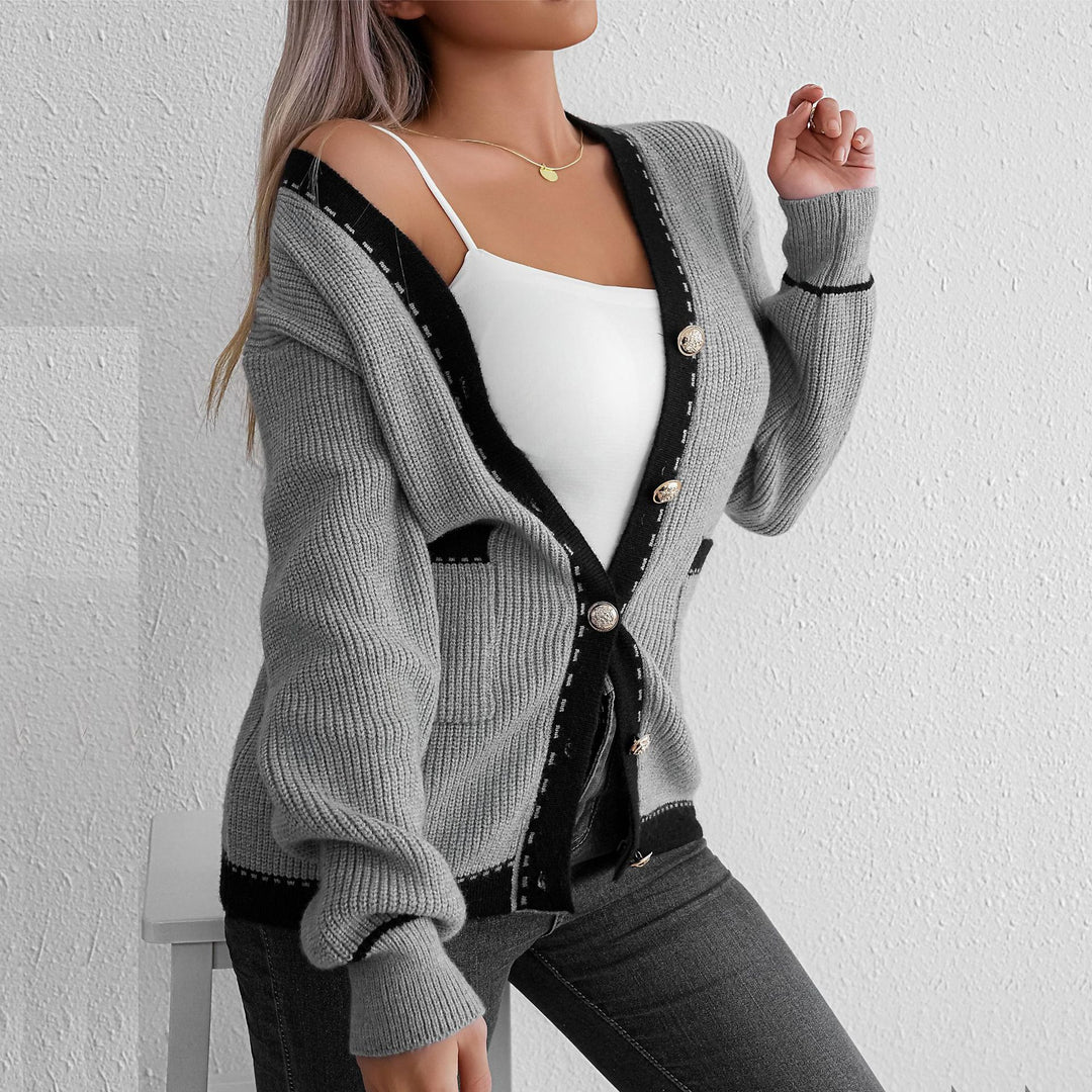 Knitted women's jacket with decorative buttons and a nice structured design Lune London