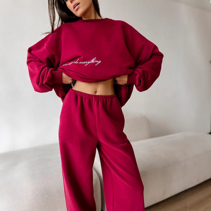 Lune London casual women's sweatshirt and jogger pants set with loose fit