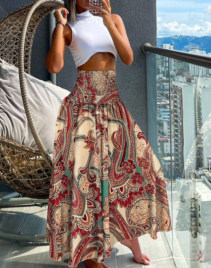 Women Bright Printed Maxi Skirt Lune London