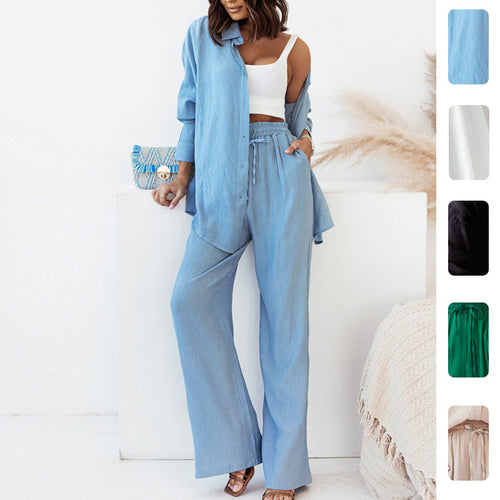 Ensemble décontracté femme deux pièces avec chemise douce et pantalon confortable Chic & Stil