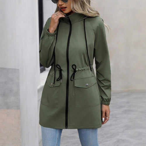 Ladies practical hoodie jacket with adjustable waist and pockets Amarae
