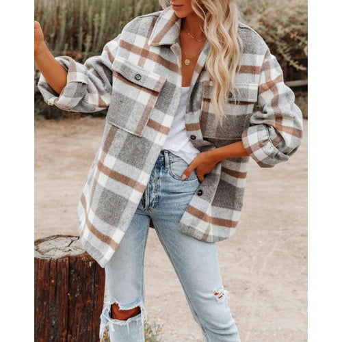 Checked blouse for women with oversized fit and pockets Amarae
