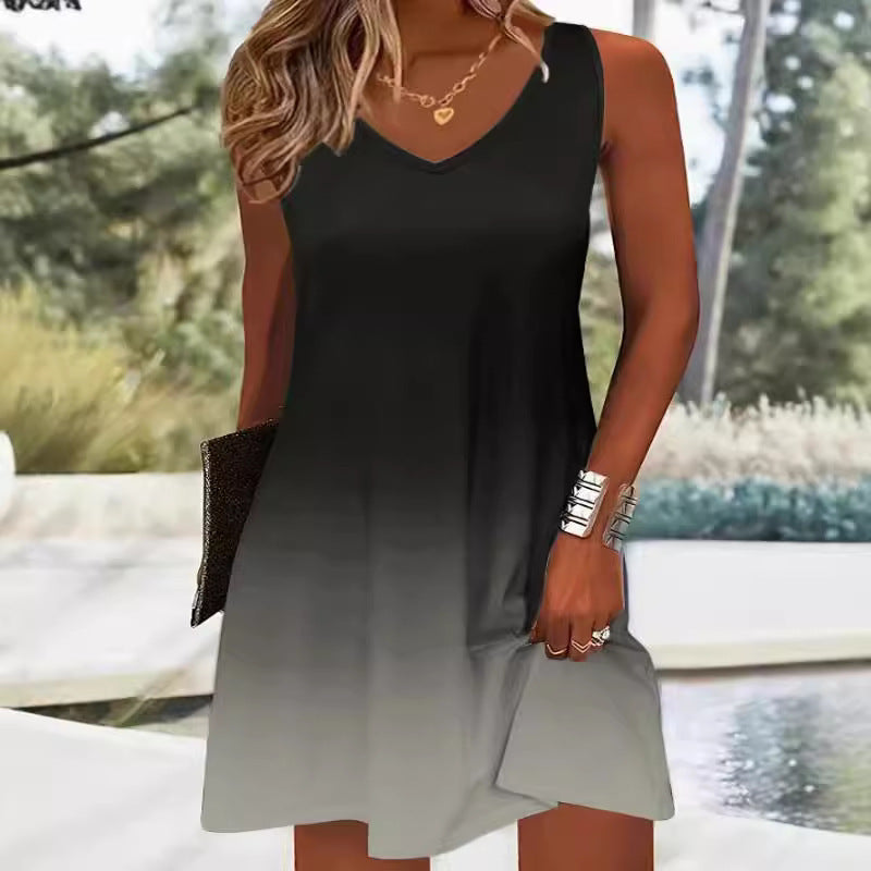 V-neck A-line dress Chic und Style for women Leisure