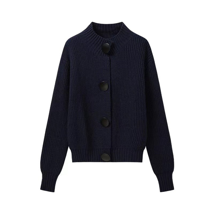 Cardigan Femme Douillet avec Gros Boutons et Col Classique Chic & Stil