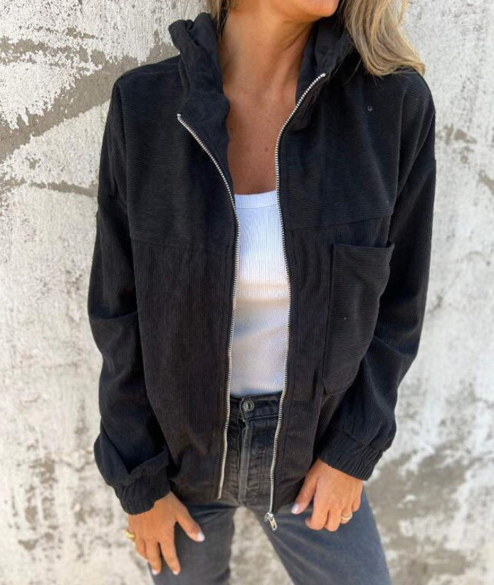Light cord jacket for women with practical pockets Lune London