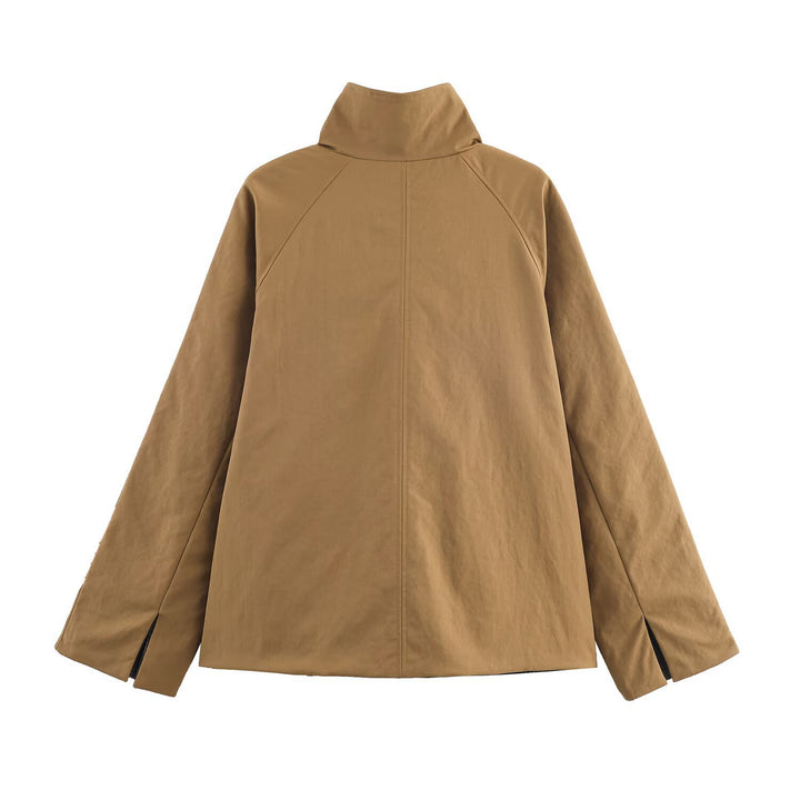 Elegant ladies' transitional jacket with decorative buttons and a modern high collar Lune London