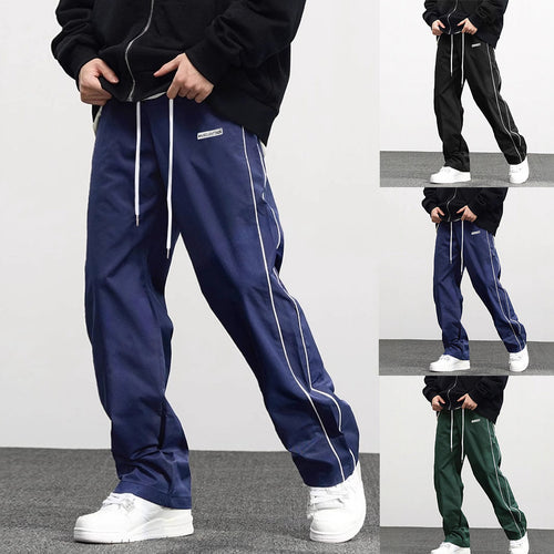 High-end leisure pants for men with adjustable waist and chic side stripes