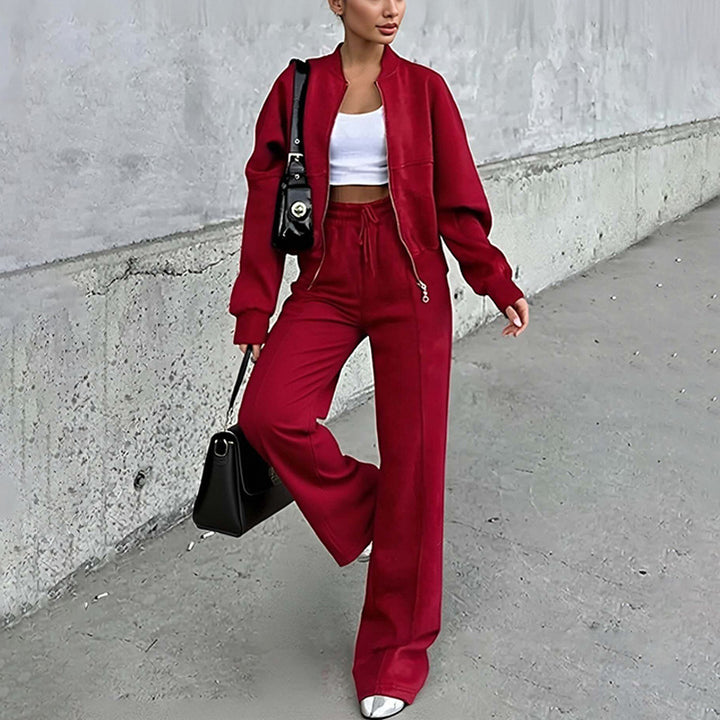 Ensemble sportif pour femmes avec fermeture éclair et jambes larges Chic & Stil