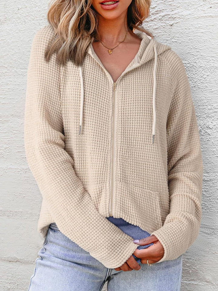 Casual hoodie for women with structured embossed pattern and practical pockets Lune London