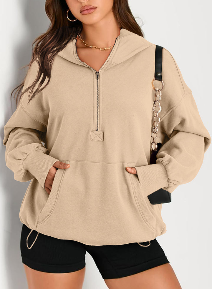 Women's Oversize Half-Zip Hoodie with Kangaroo Pocket Amarae