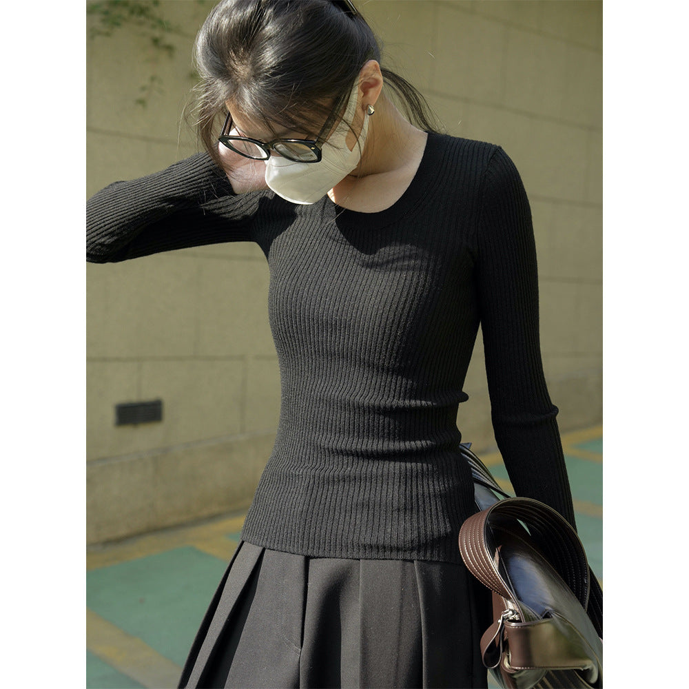 Women's Fitted Ribbed Long Sleeve Shirt made from Sustainable Cotton Blend Amarae