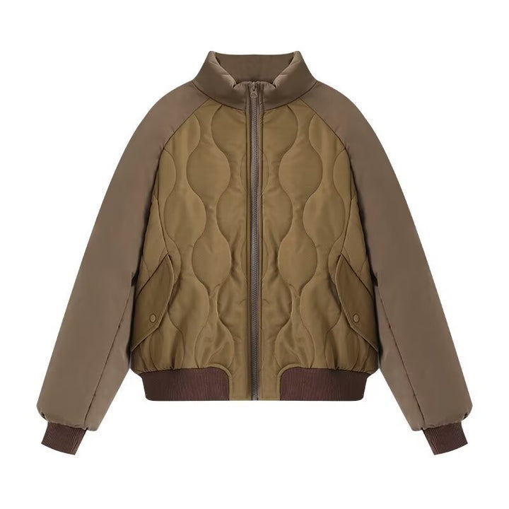 Fashionable quilted jacket for women with high collar and voluminous design Lune London
