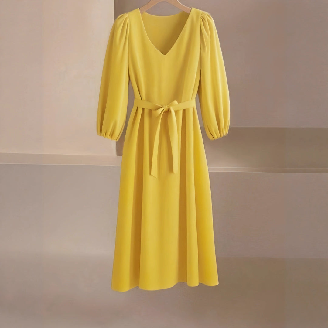 Maxi dress for women with V-neck and elegant puff sleeves Lune London