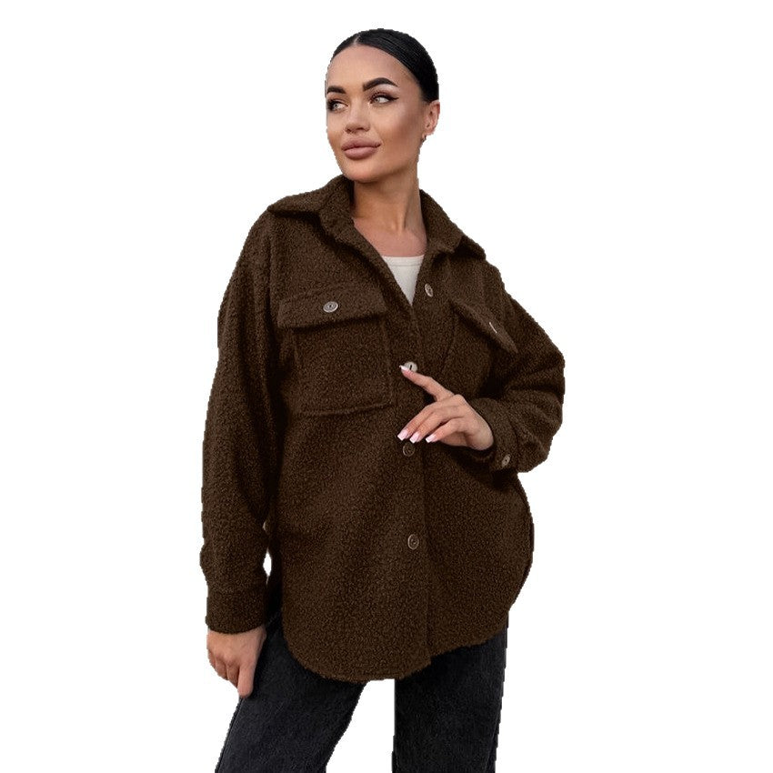 Ladies fluffy utility jacket with practical pockets Lune London