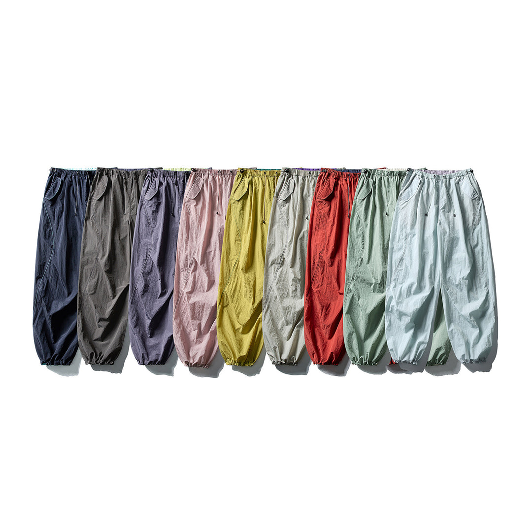Unisex Wide Utility Pants with Balloon Silhouette, Elastic Drawstring Waistband and Cuffs Amarae