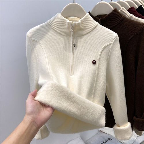 Pull en tricot pour femme avec col montant et zip Chic & Stil