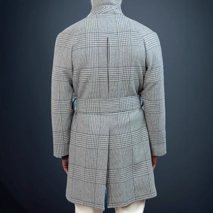 Men's Classic Checked Wool Coat Amarae