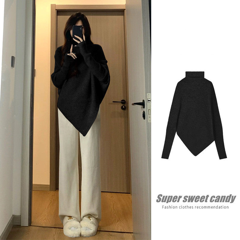 Casual knit sweater for women with an asymmetric cut and a soft material Lune London