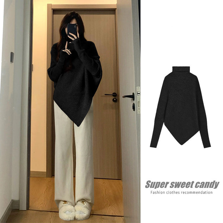 Casual knit sweater for women with an asymmetric cut and a soft material Lune London