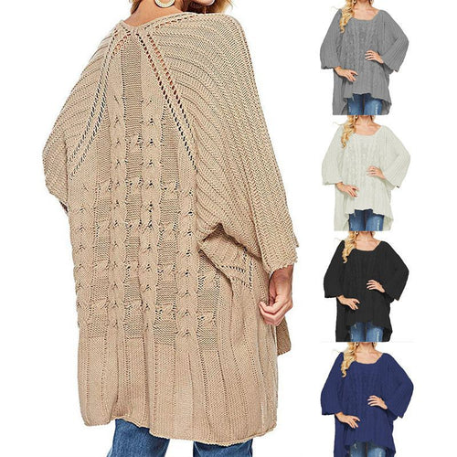 Wide knitted sweater for women with a loose fit and a harmonious ribbed pattern Amarae