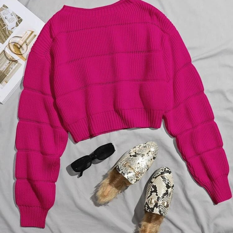 Pull court doux à la mode pour femmes avec design texturé Chic & Stil