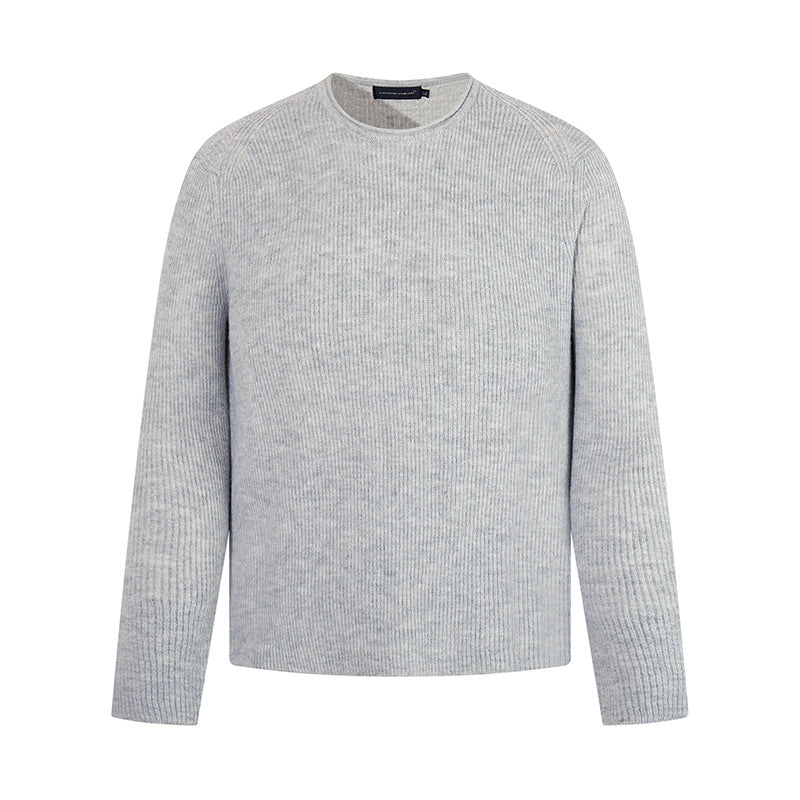 Men's fine-knit round neck sweater with ribbed structure and raglan sleeves Amarae