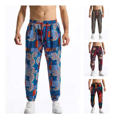 Men's casual pants with colorful pattern and elastic waistband Amarae