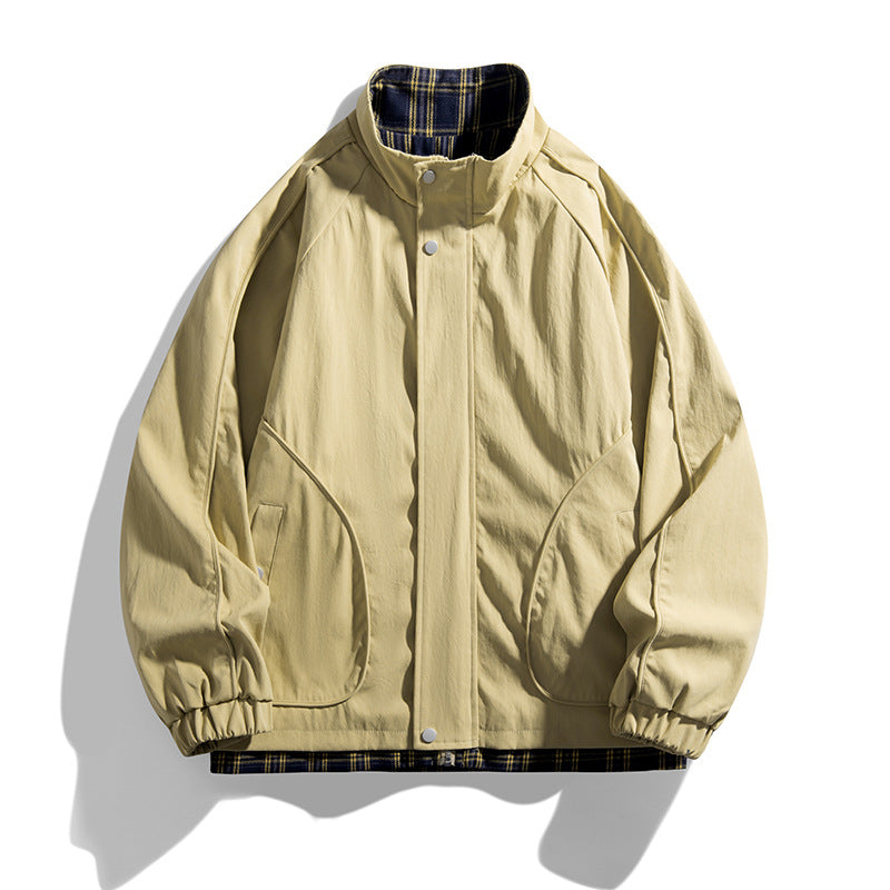 Casual transition jacket for men with high collar and practical zippered pockets Lune London