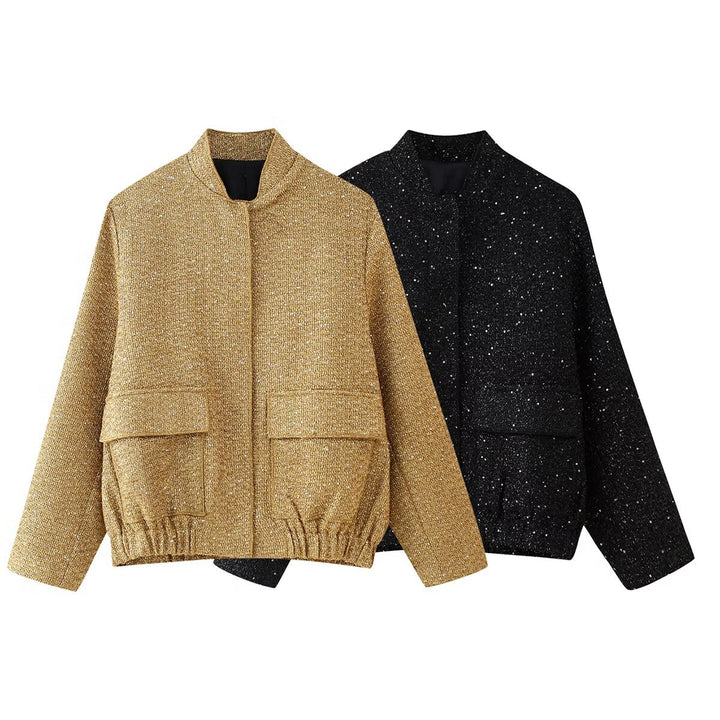 Casual quilted jacket for women with textured fabric and practical pockets Lune London