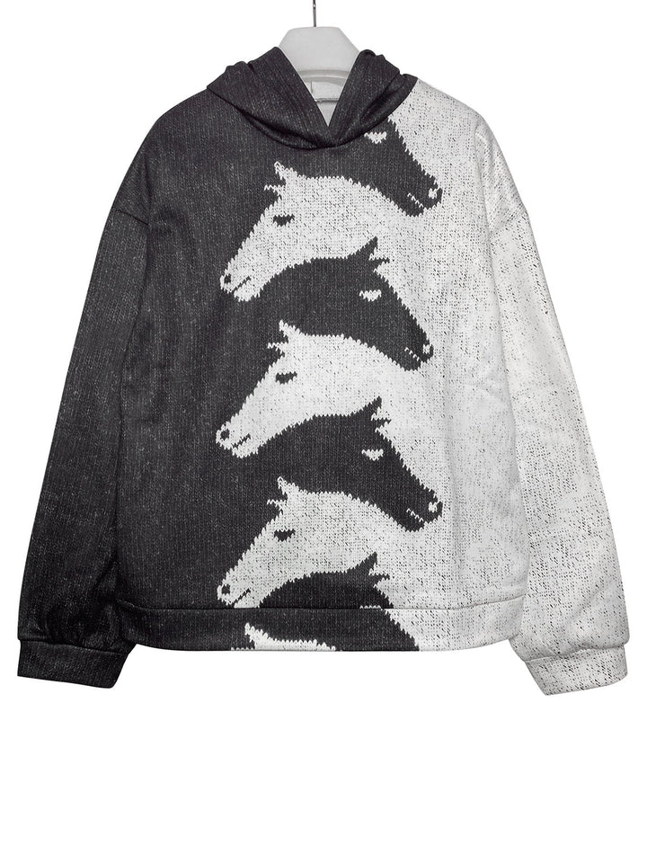 Women's Hoodie with Creative Horse Pattern and Comfortable Fit Lune London