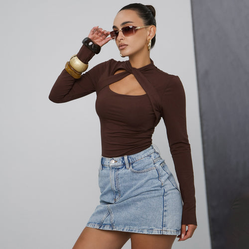 Long sleeve body for women with an innovative cut-out design Amarae