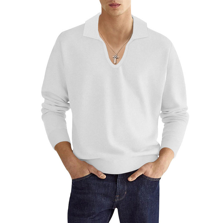 V-neck knitted top for men with structured design Lune London