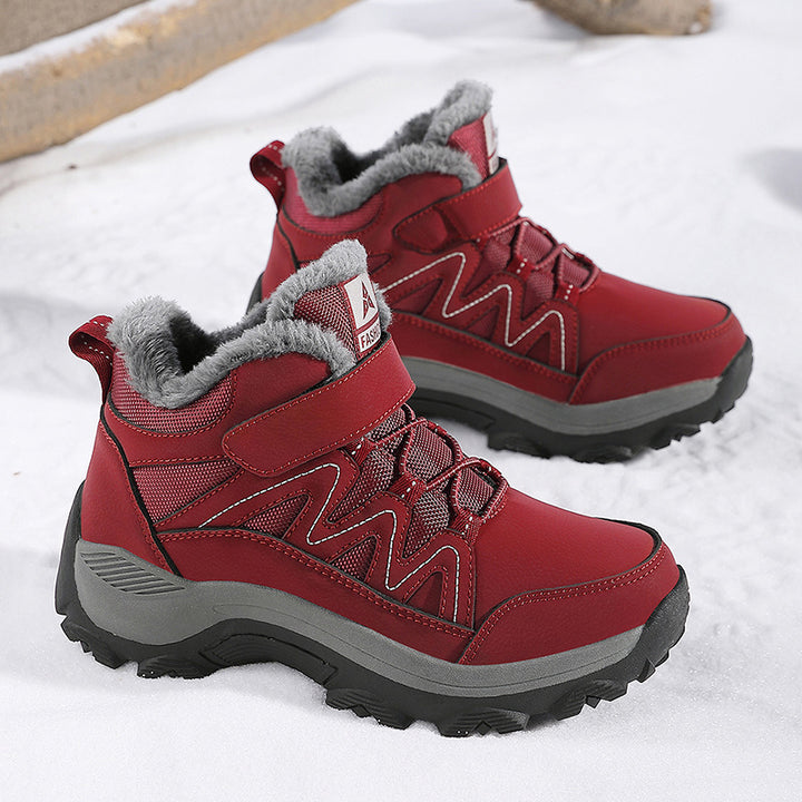 Men Insulated Winter Trekking Boots with Thermal Lining, Velcro Closure, and Traction Off-Road Profile Sole Amarae