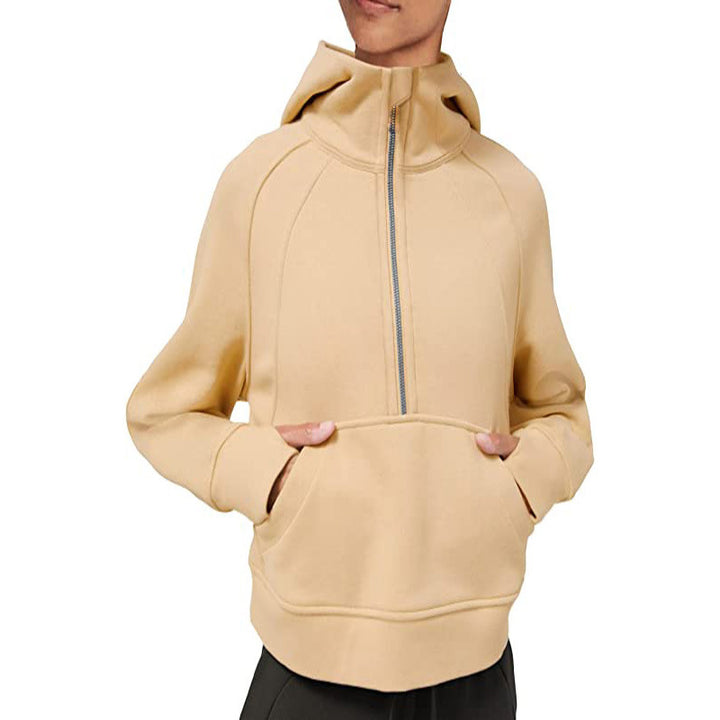 Ladies fleece hooded sweatshirt with half-zip Lune London