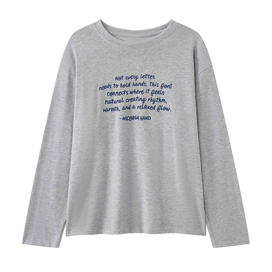Women's Loose Relax Sweatshirt made of Cotton Blend with Round Neck and Statement Print Amarae